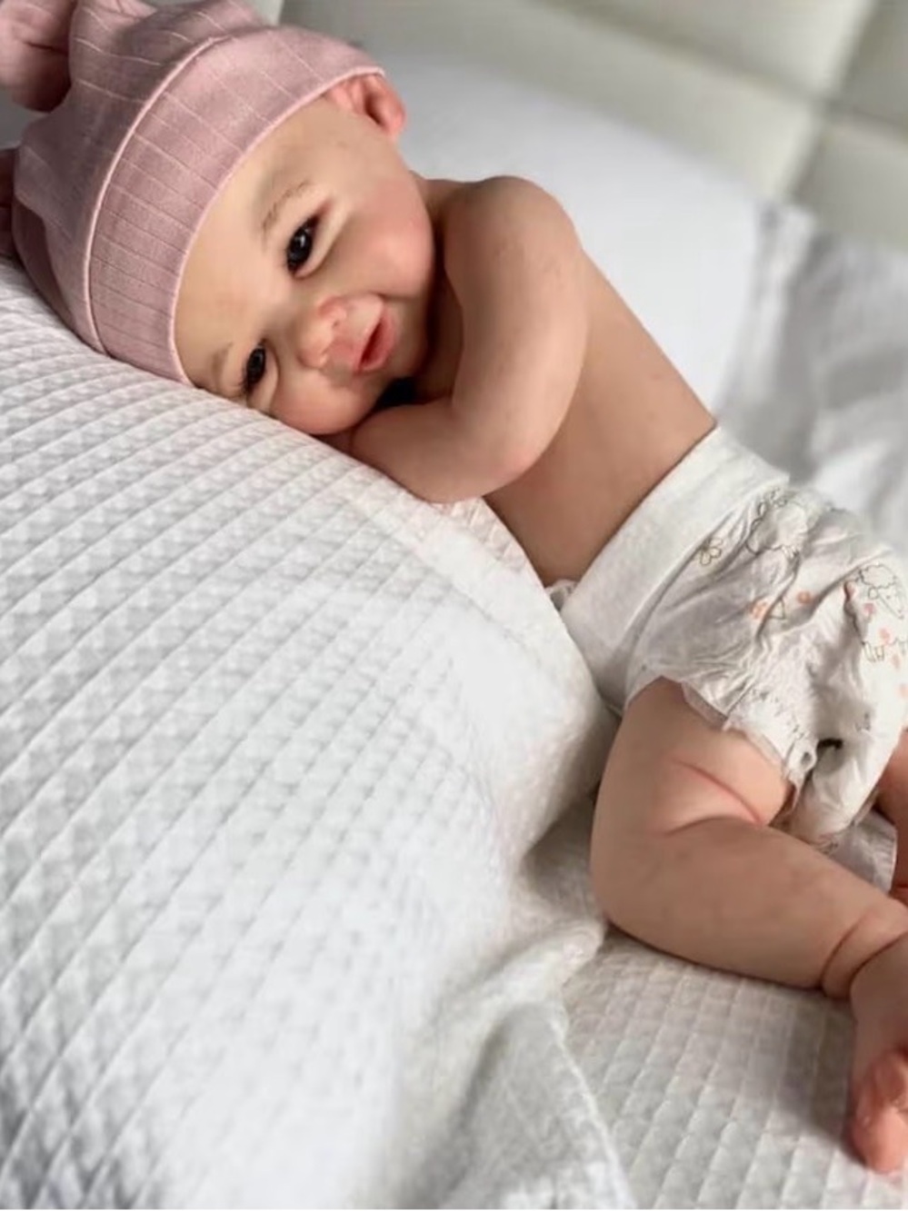 Soft platinum full body silicone baby Vivienne. 18 inches, 6.5 lbs